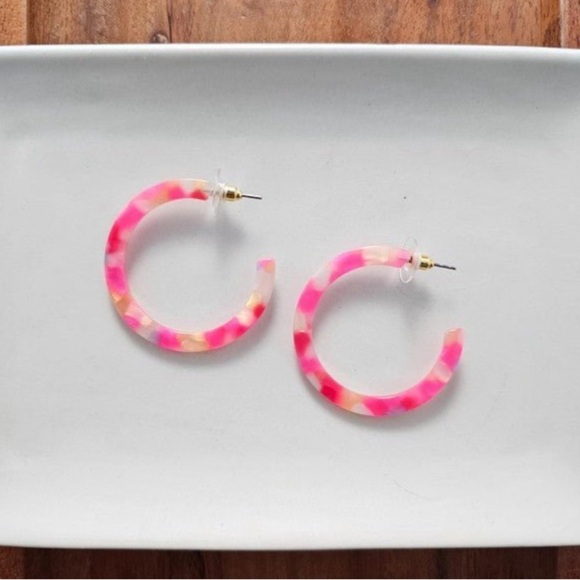 Tropical Pink Hoop Earrings Camy Style - Picture 4 of 8